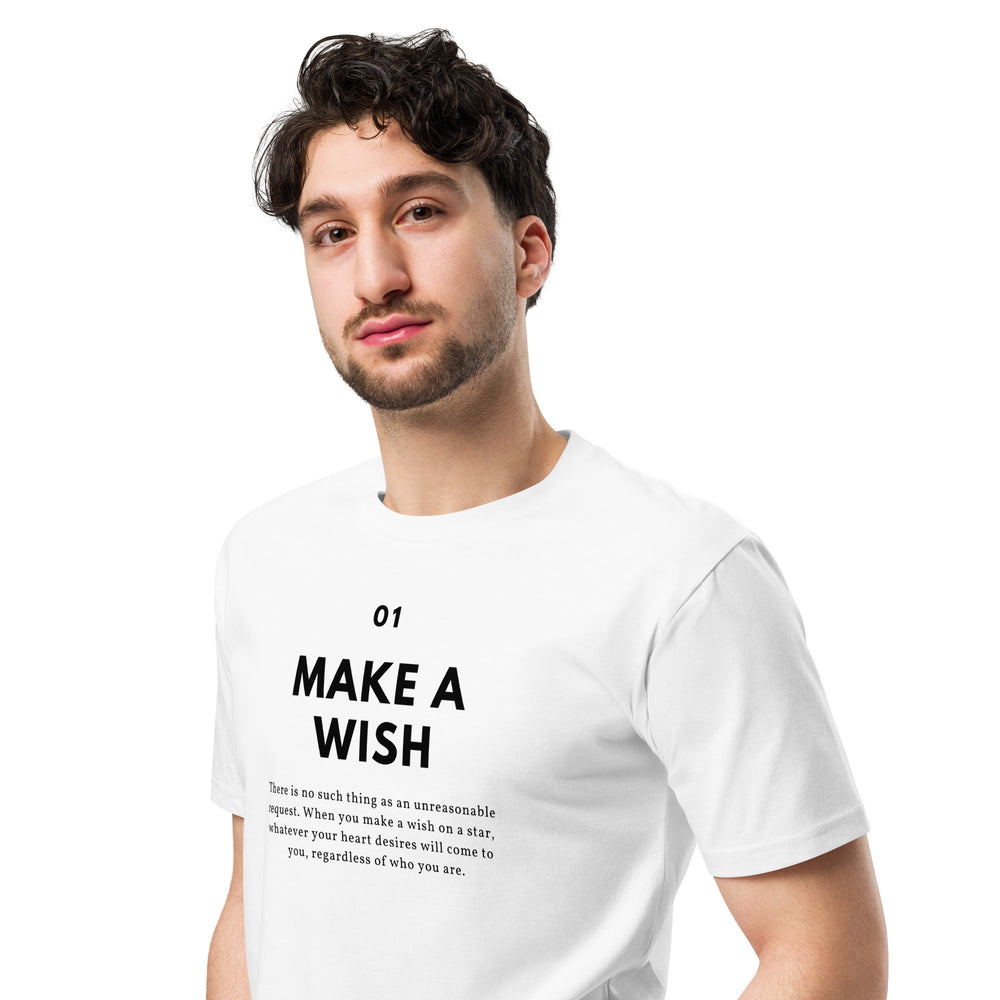 
                  
                    White Unisex premium t-shirt | MAKE A WISH Print
                  
                