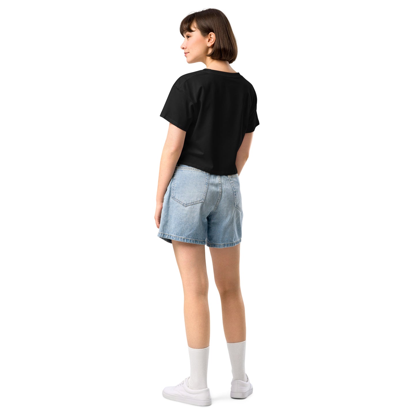 
                  
                    Black Women’s Crop Tee | Inspiring Message on Beauty Saving the World
                  
                