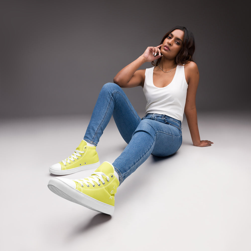 
                  
                    Vibrant Yellow Women’s high top canvas shoes | Fun & Stylish
                  
                