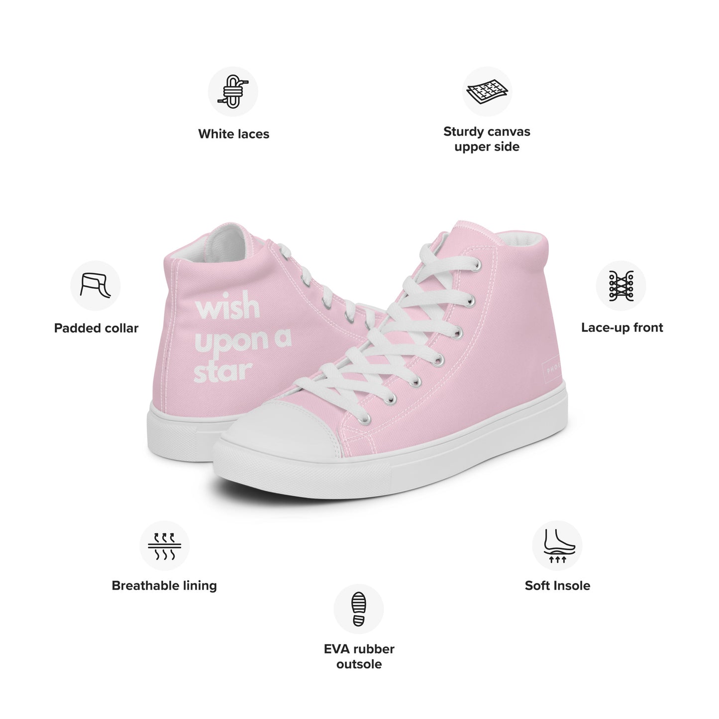
                  
                    Pink Women’s high top canvas shoes | Wish Upon A Star Print
                  
                
