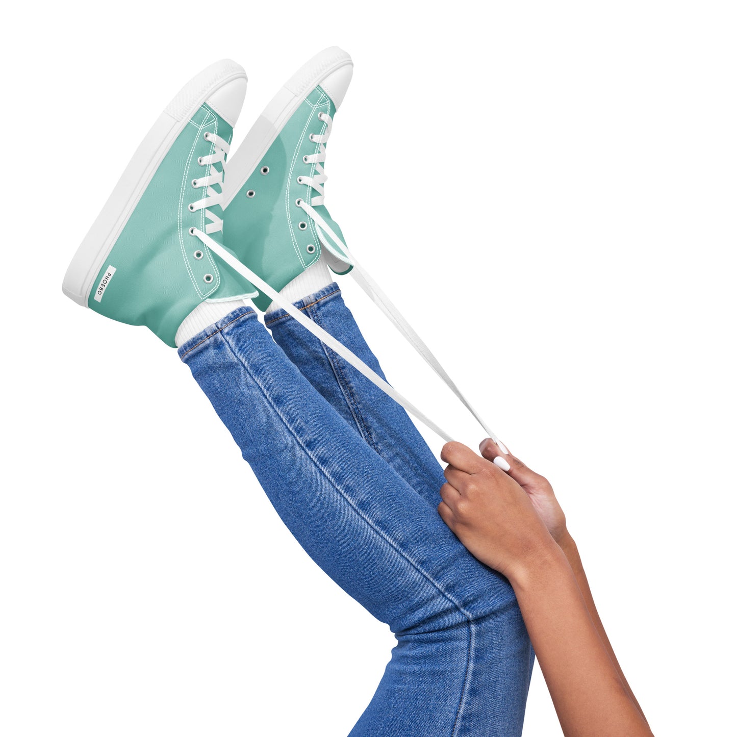 
                  
                    Green Women’s High Top Canvas Shoes - Phoebo Logo
                  
                