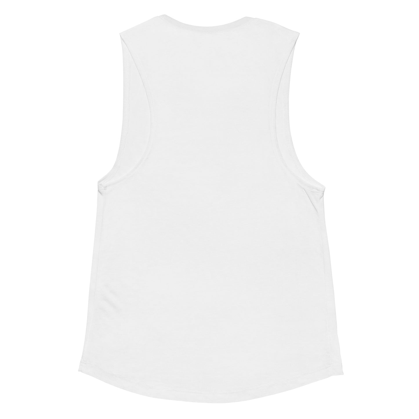 
                  
                    Ladies’ White Muscle Tank
                  
                