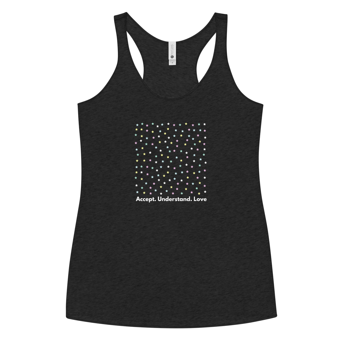 
                  
                    Colorful Stars Women's Racerback Tank | Acceptance and Love Message
                  
                