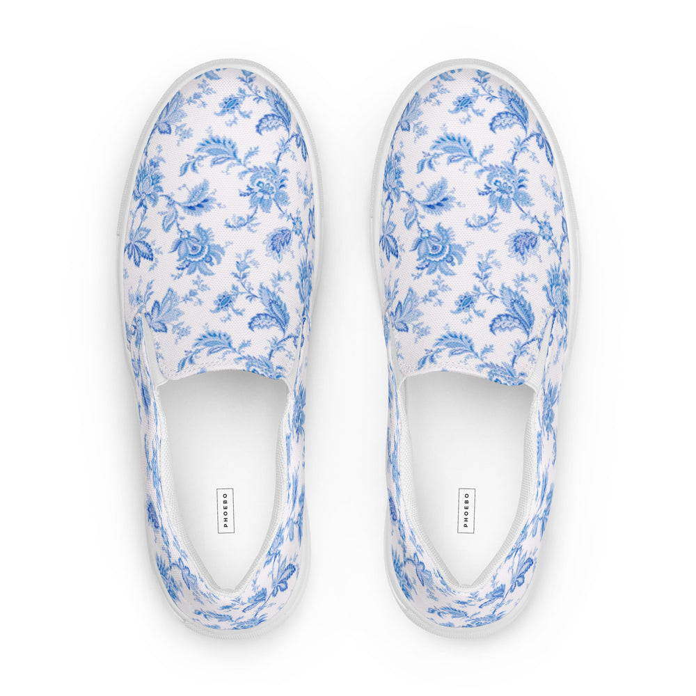 
                  
                    Light Blue Women’s Slip-On Canvas Shoes | Blue Floral Print
                  
                