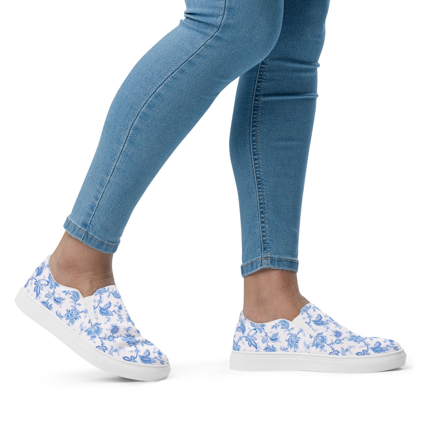 
                  
                    Light Blue Women’s Slip-On Canvas Shoes | Blue Floral Print
                  
                